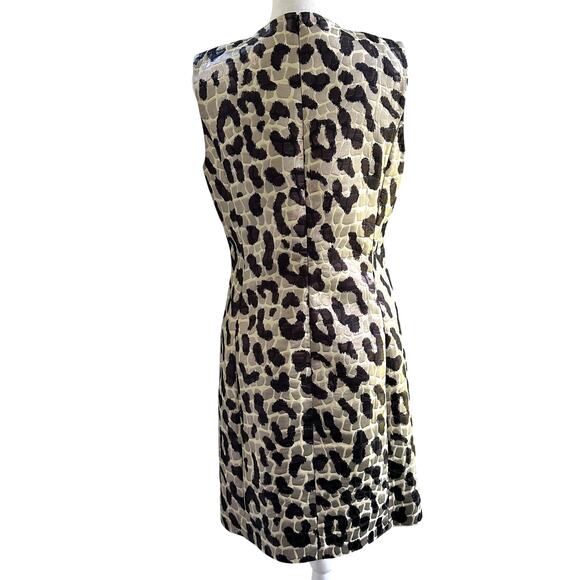 ST. JOHN COUTURE Stunning Luxury Sz 4 Animal Print Beaded Sheath Dress Knee - Picture 6 of 10